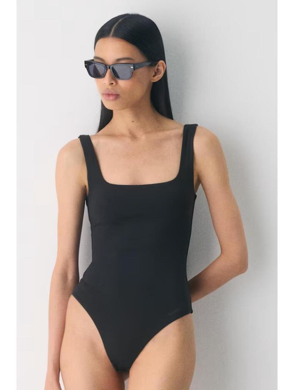 Aritzia Babaton Black Square Neck Tank Body Suit - Women's 2X NWOT